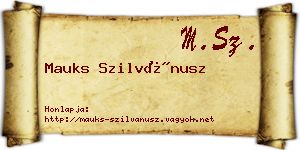 Mauks Szilvánusz névjegykártya